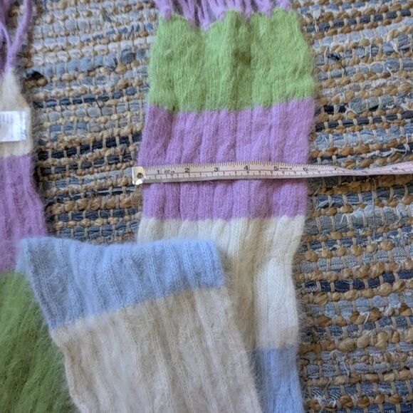 Pastel Striped Rabbit Hair Wool Nylon Scarf Cozy Soft Fuzzy Wintercore C… - Picture 4 of 5